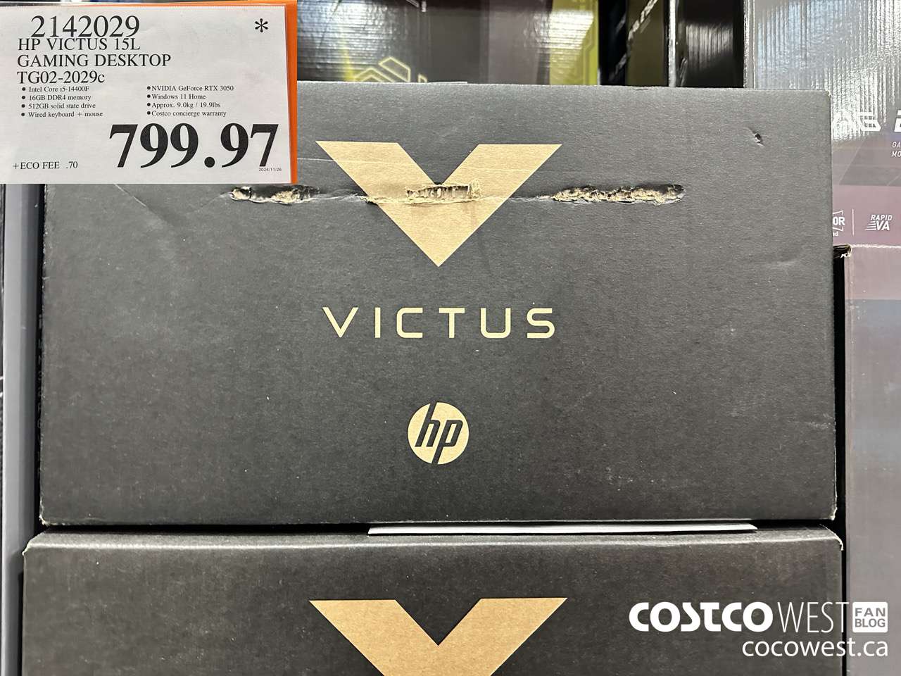 2142029 HP VICTUS 15L GAMING LAPTOP TG02-2029C $799.97