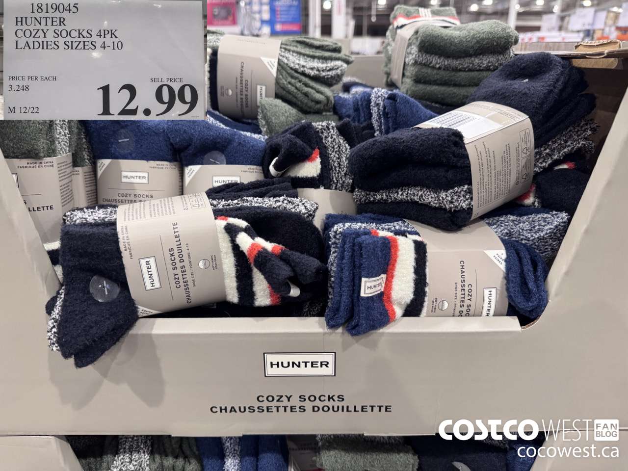 1819045 HUNTER COZY SOCKS 4PK LADIES SIZES 4-10 $12.99