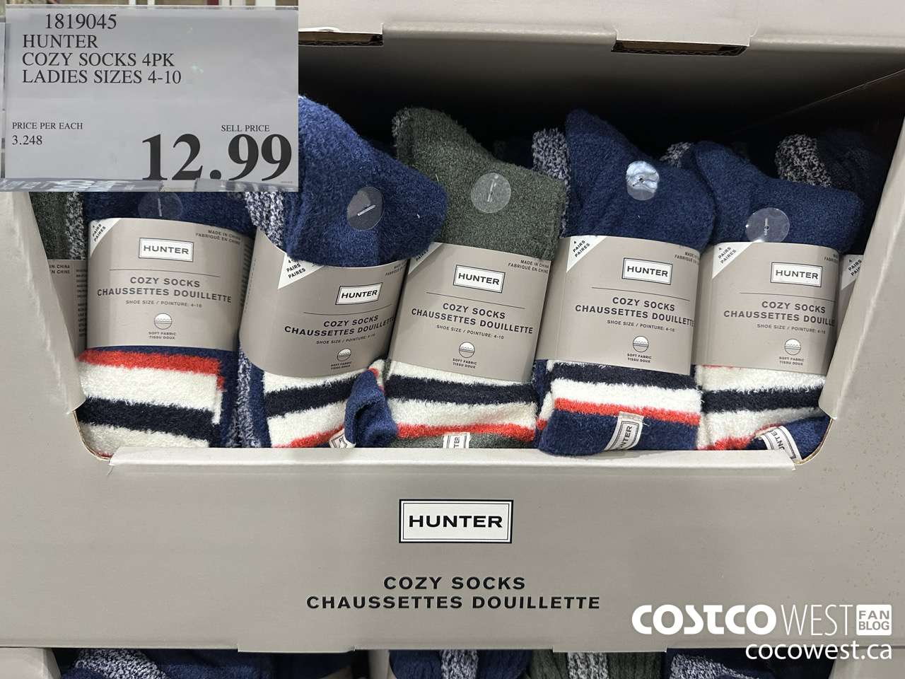 1819045 HUNTER COZY SOCKS 4PK LADIES SIZES 4-10 $12.99