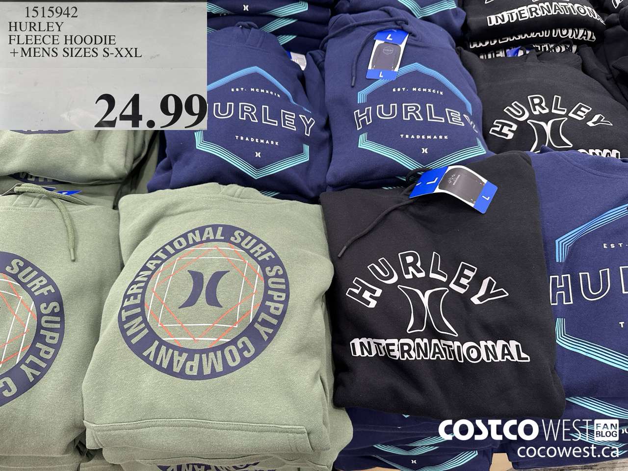 1515942 HURLEY FLEECE HOODIE MENS SIZES S-XXL $24.99