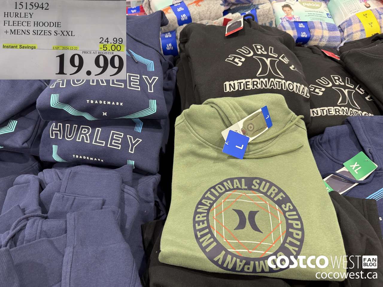 1515942 HURLEY FLEECE HOODIE MENS SIZES S-XXL ($5.00 INSTANT SAVINGS EXPIRES ON 2024-12-22) $19.99