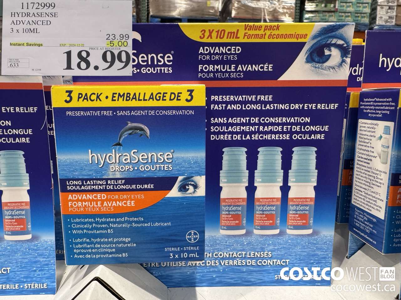 1172999 HYDRASENSE ADVANCED 3 x 10ML ($5.00 INSTANT SAVINGS EXPIRES ON 2024-12-22) $18.99
