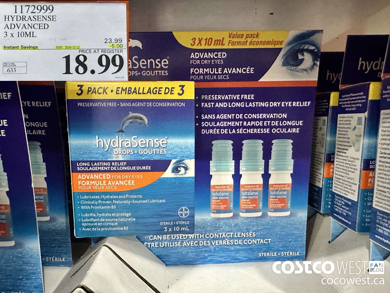 1172999 HYDRASENSE ADVANCED 3 x 10ML ($5.00 INSTANT SAVINGS EXPIRES ON 2024-12-22) $18.99