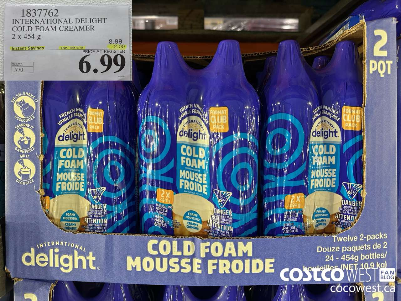 1837762 INTERNATIONAL DELIGHT COLD FOAM CREAMER 2 X 454G ($2.00 INSTANT SAVINGS EXPIRES ON 2025-01-05) $6.99