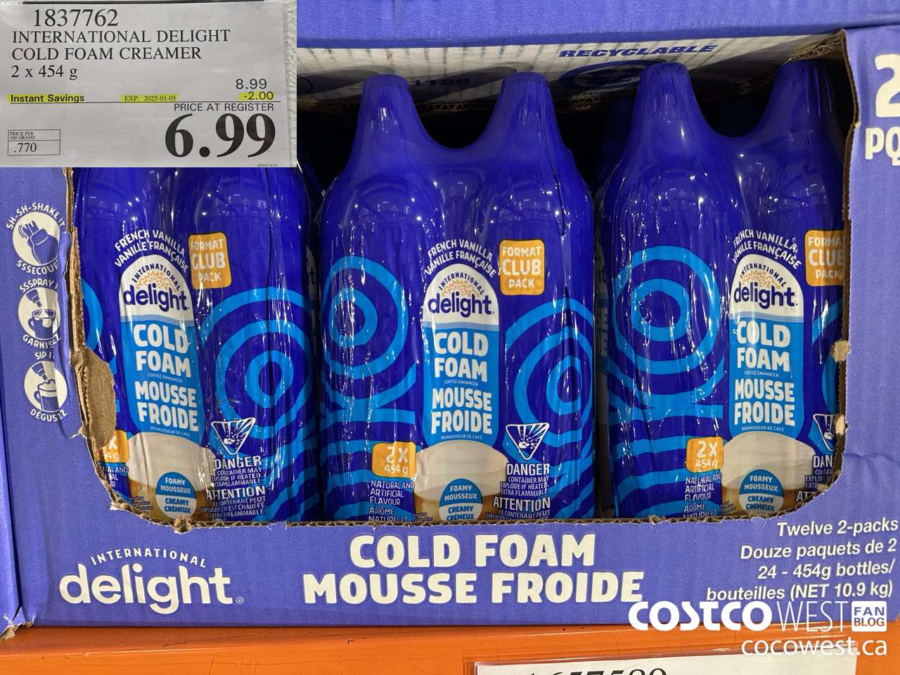 1837762 INTERNATIONAL DELIGHT COLD FOAM CREAMER 2 X 454G ($2.00 INSTANT SAVINGS EXPIRES ON 2025-01-05) $6.99