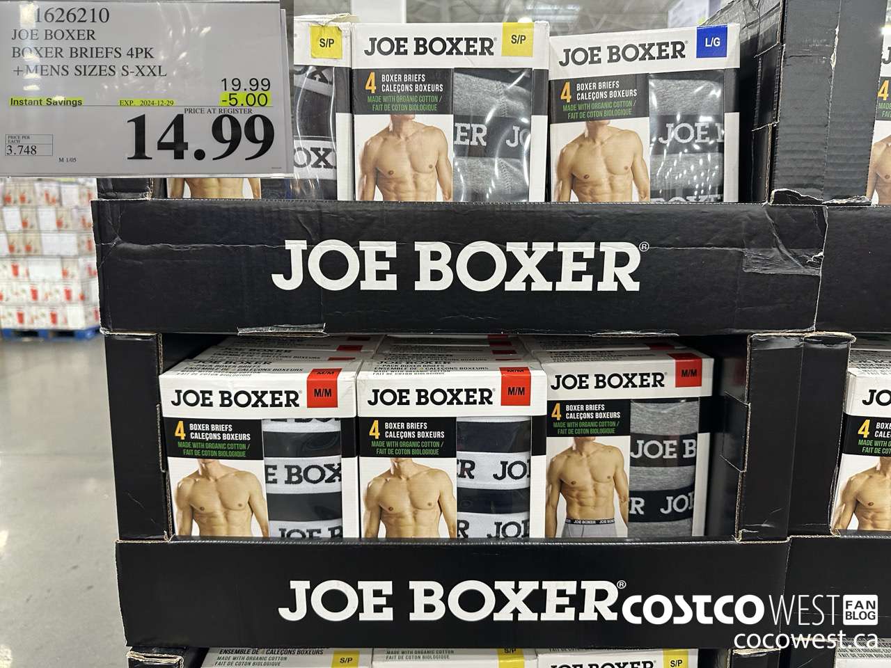 1626210 JOE BOXER BOXER BRIEFS 4PK MENS SIZES S-XXL ($5.00 INSTANT SAVINGS EXPIRES ON 2024-12-29) $14.99