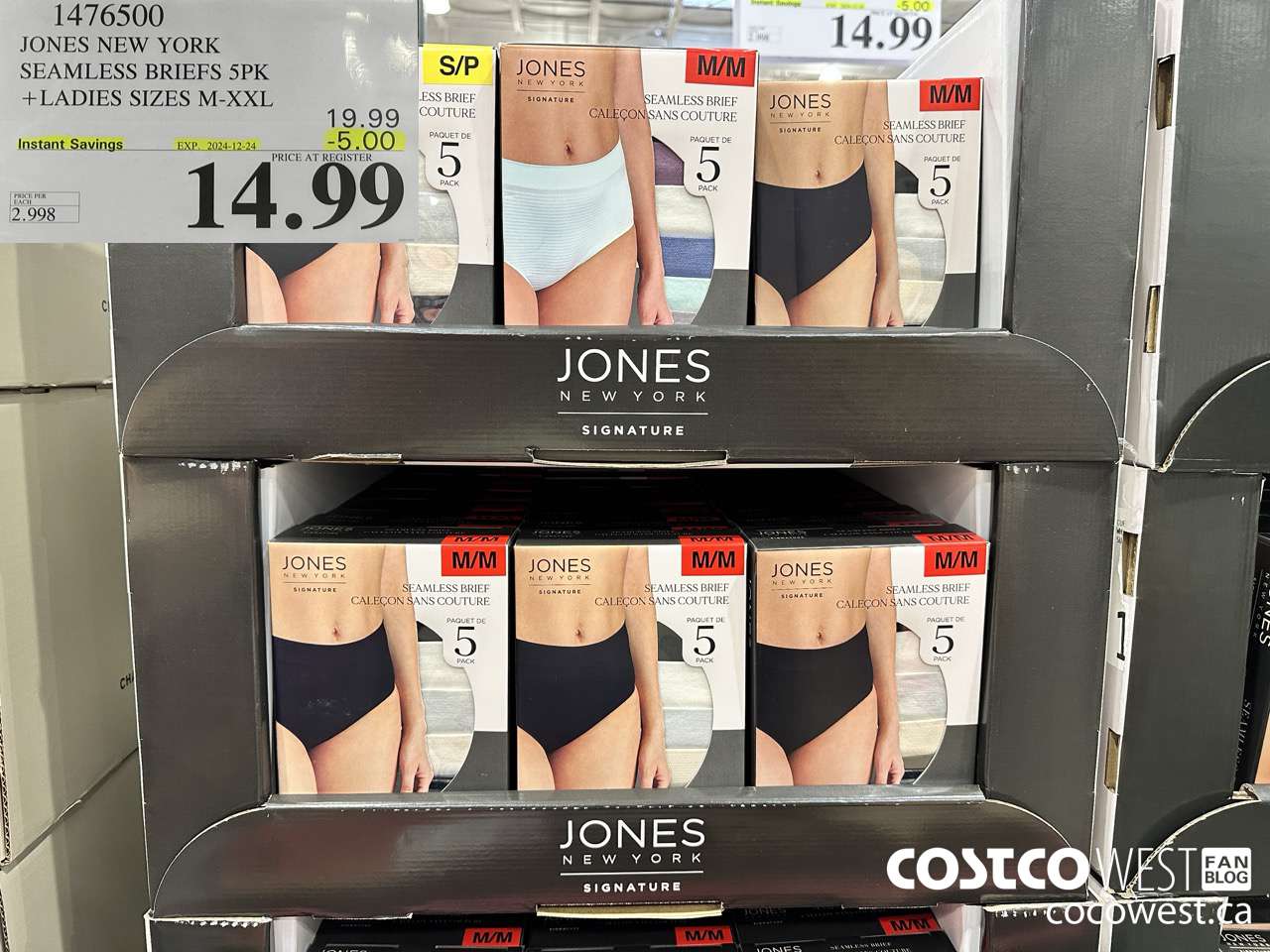 1476500 JONES NEW YORK SEAMLESS BRIEF 5PK LADIES SIZES S-XXL ($5.00 INSTANT SAVINGS EXPIRES ON 2024-12-24) $14.99