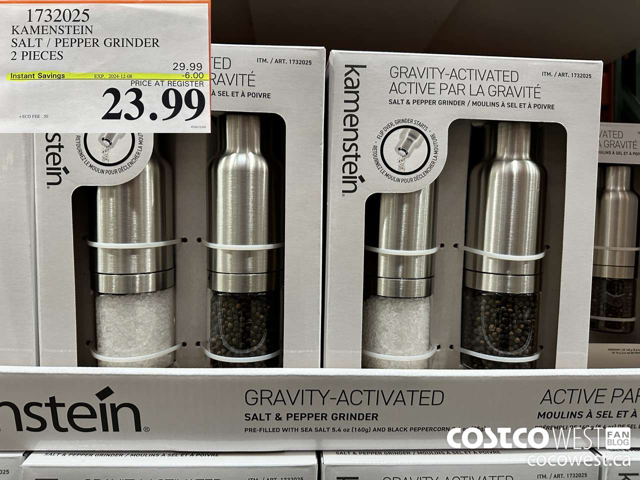 1732025 KAMENSTEIN SALT/PEPPER GRINDER 2 PIECES ($6.00 INSTANT SAVINGS EXPIRES ON 2024-12-08) $23.99