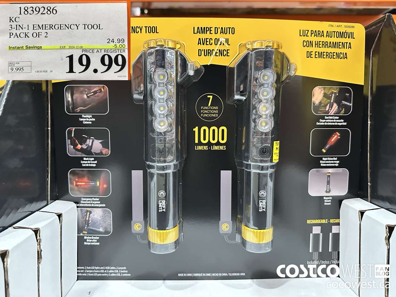 1839286 KC 3-IN-1 EMERGENCY TOOL PACK OF 2 ($5.00 INSTANT SAVINGS EXPIRES ON 2024-12-08) $19.99