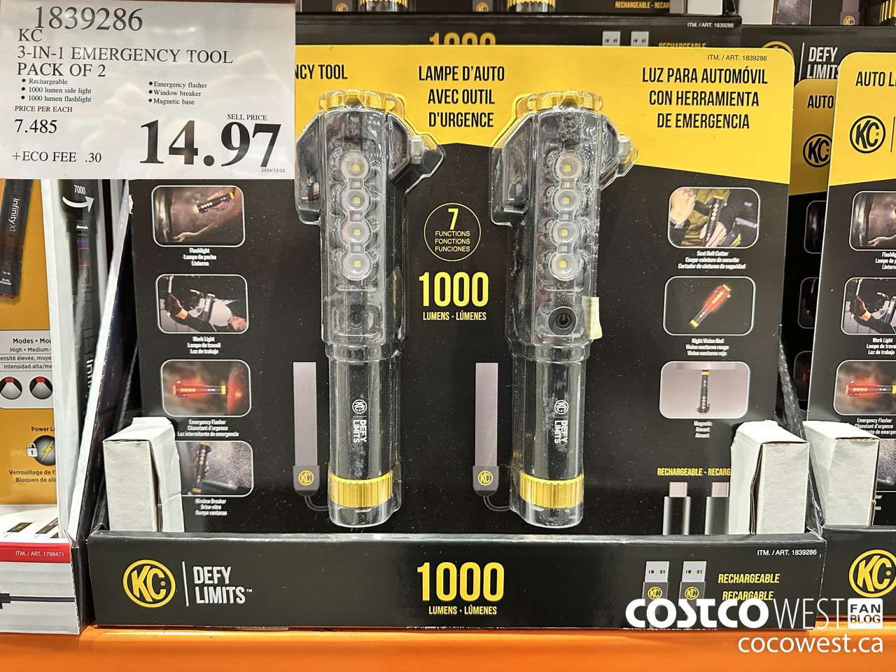 1839286 KC 3-IN-1 EMERGENCY TOOL PACK OF 2 $14.97