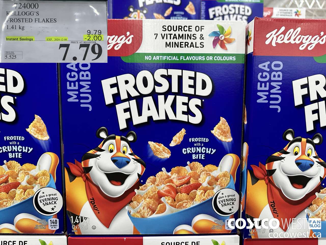 724000 KELLOGGS FROSTED FLAKES MEGA 1.41 kg ($2.00 INSTANT SAVINGS EXPIRES ON 2024-12-08) $7.79