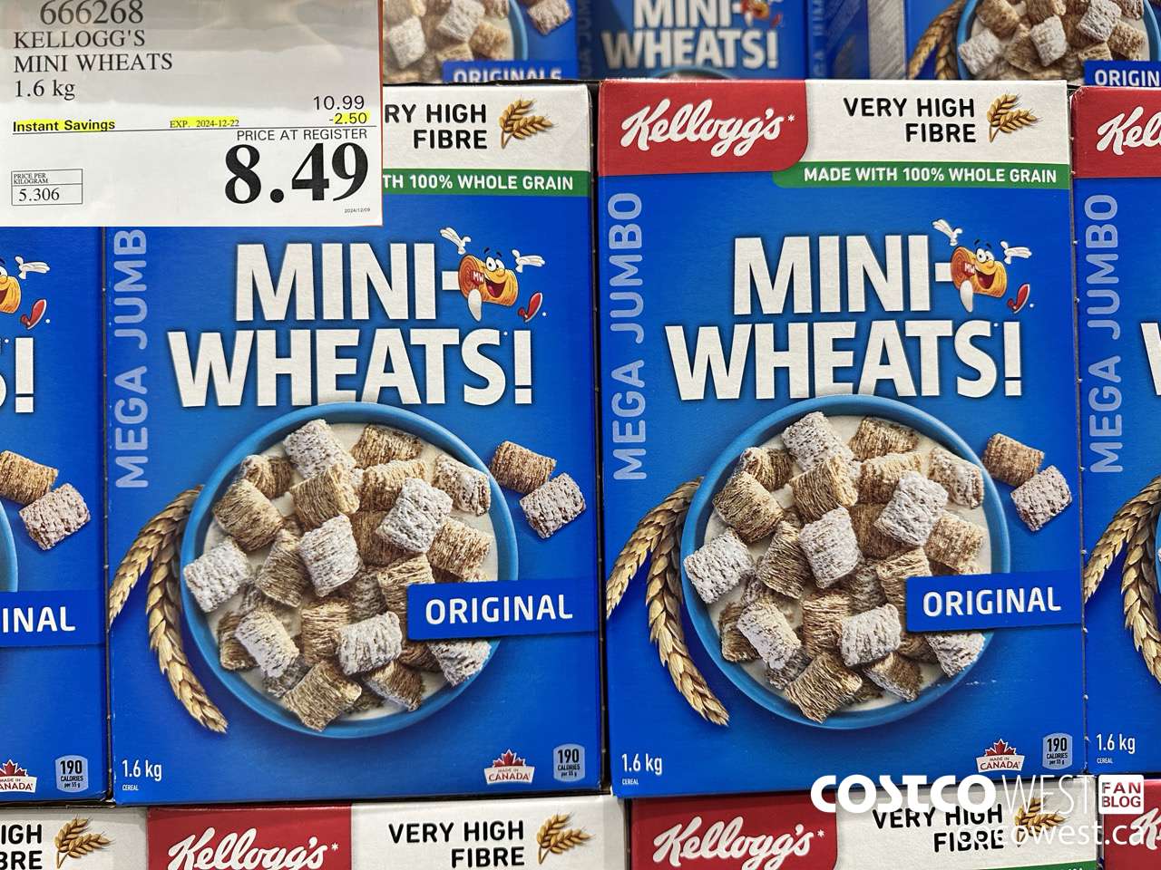 666268 KELLOGG'S MINI WHEATS 1.6 kg ($2.50 INSTANT SAVINGS EXPIRES ON 2024-12-22) $8.49