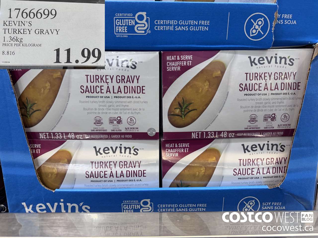 1766699 KEVIN'S TURKEY GRAVY 1.36KG $11.99