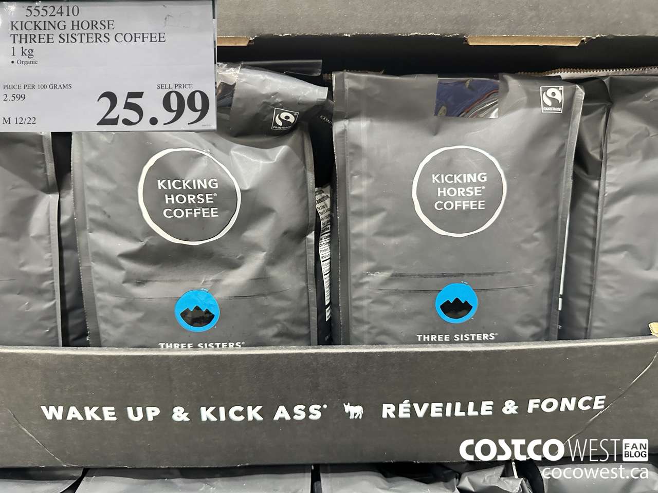 5552410 KICKING HORSE THREE SISTERS COFFEE 1KG $25.99