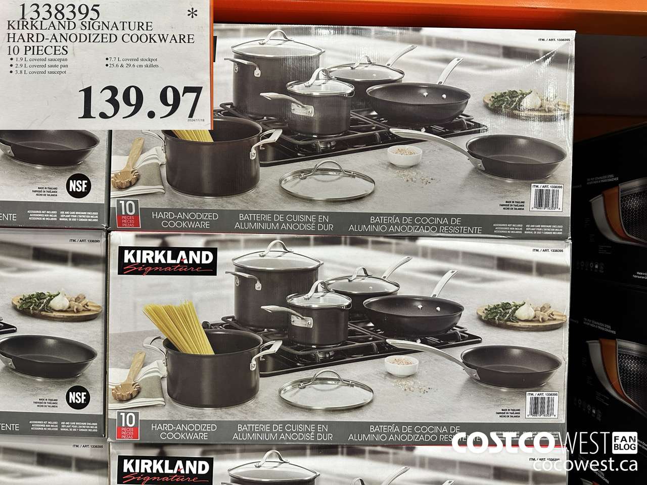 1338395 KIRKLAND SIGNATURE HARD-ANODIZED COOKWARE 10 PIECE $139.97
