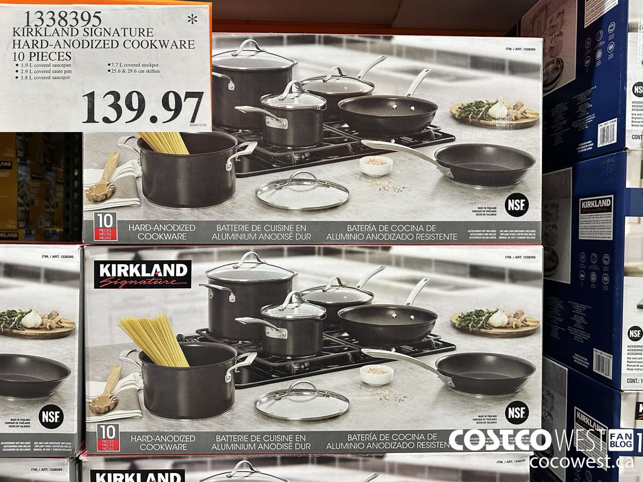 1338395 KIRKLAND SIGNATURE HARD-ANODIZED COOKWARE 10 PIECE $139.97