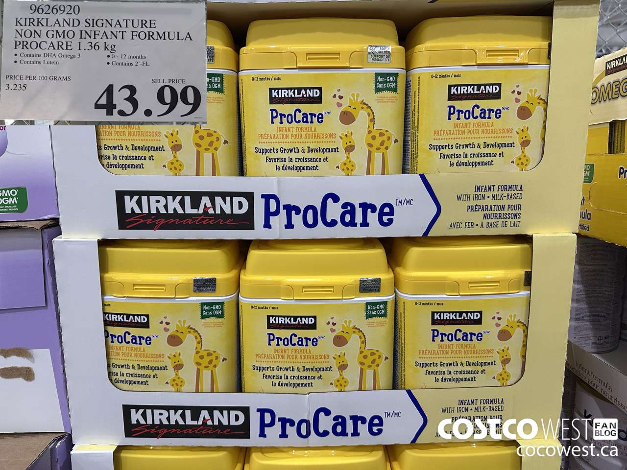 9626920 KIRKLAND SIGNATURE NON GMO INFANT FORMULA PROCARE 1.36KG $43.99