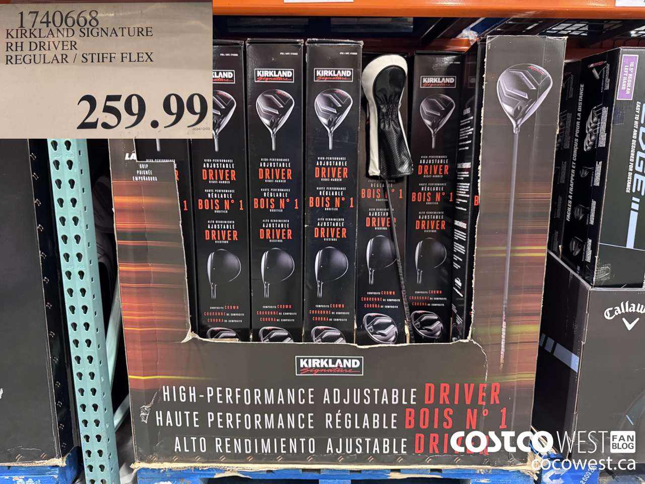 1740668 KIRKLAND SIGNATURE RH DRIVER REGULAR/STIFF FLEX $259.99