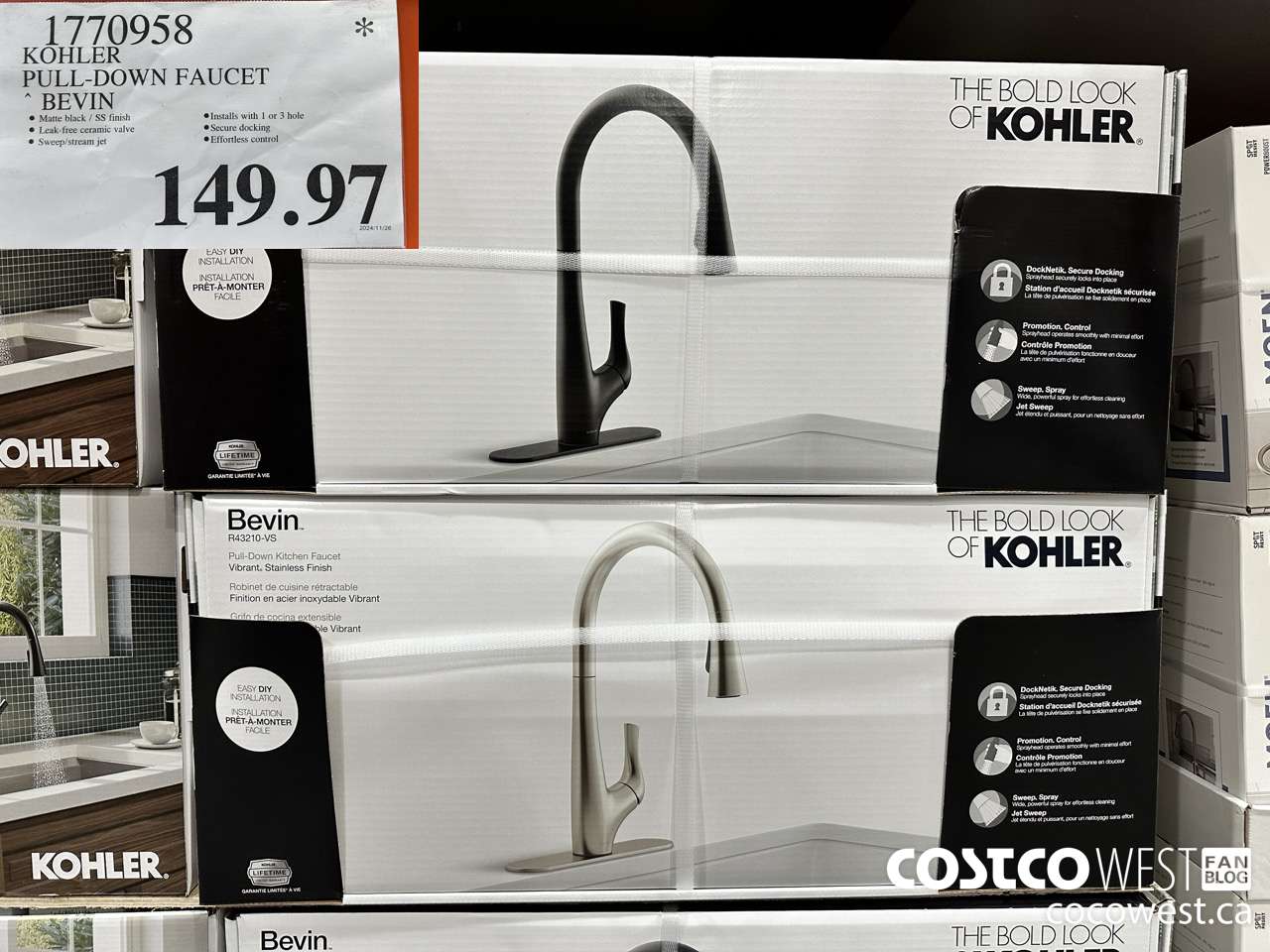 1770958 KOHLER PULL-DOWN FAUCET BEVIN $149.97
