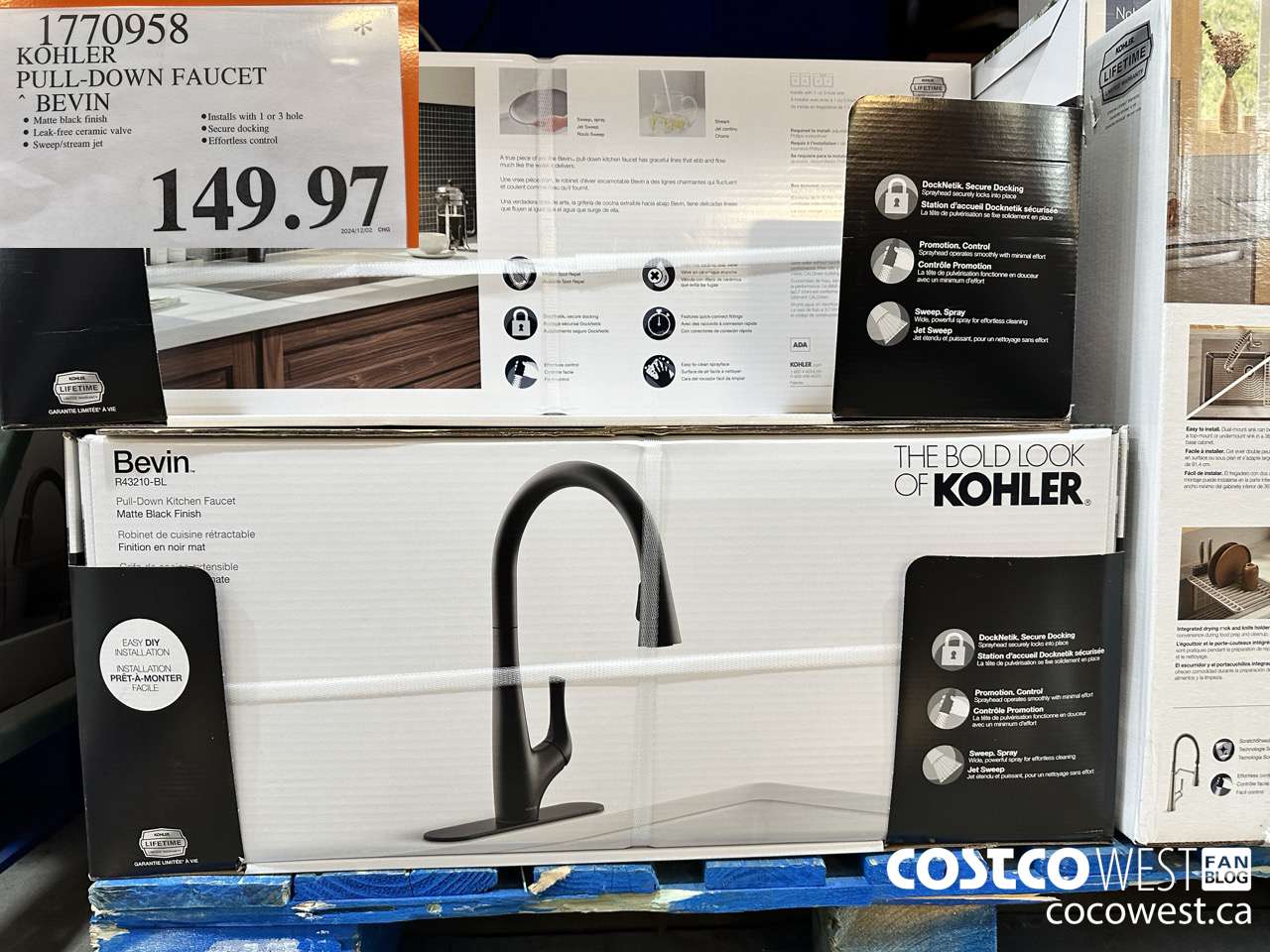 1770958 KOHLER PULL-DOWN FAUCET BEVIN $149.97