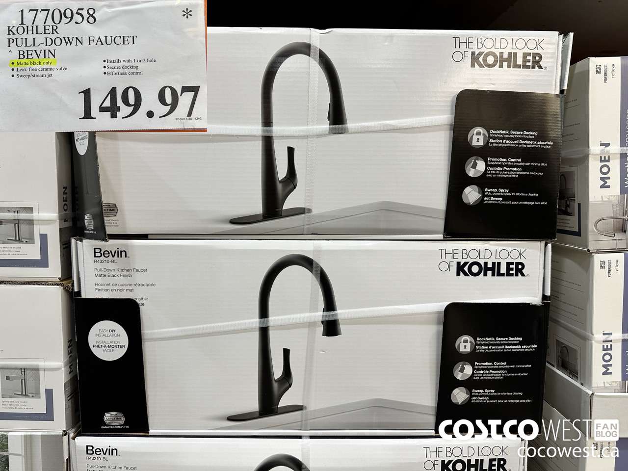 1770958 KOHLER PULL-DOWN FAUCET BEVIN $149.97