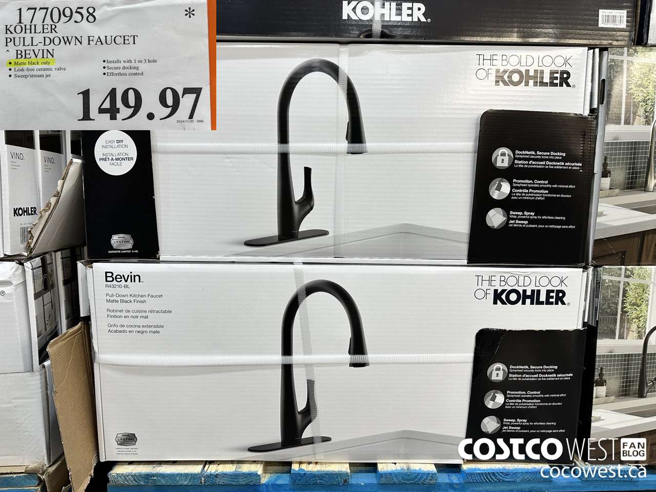 1770958 KOHLER PULL-DOWN FAUCET BEVIN $149.97