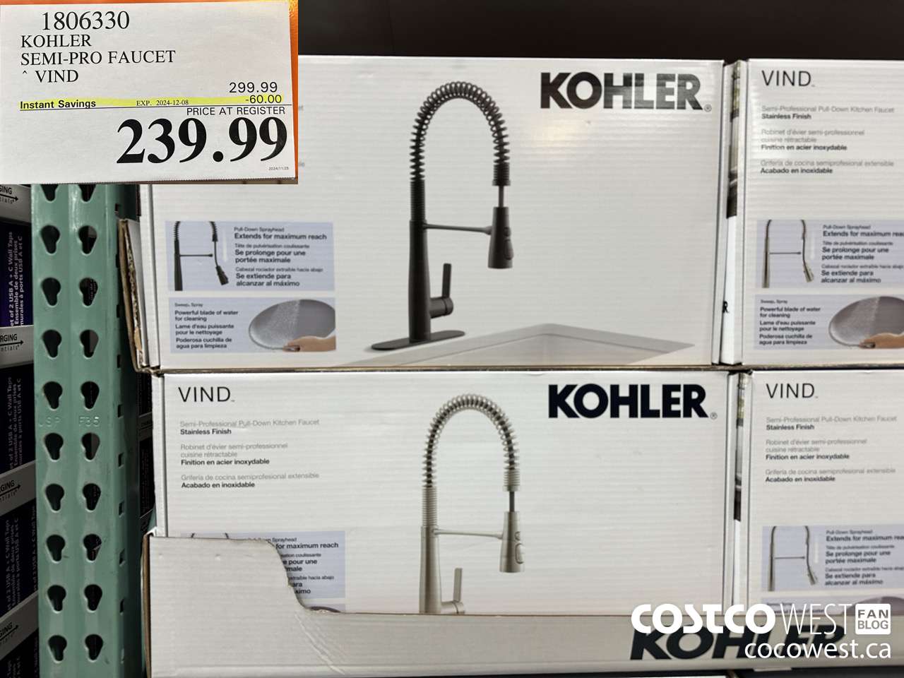 1806330 KOHLER SEMI-PRO FAUCET VIND ($60.00 INSTANT SAVINGS EXPIRES ON 2024-12-08) $239.99