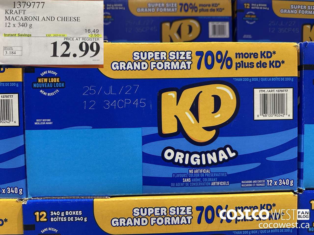1379777 KRAFT MACARONI AND CHEESE 12 X 340 G ($3.50 INSTANT SAVINGS EXPIRES ON 2025-01-05) $12.99