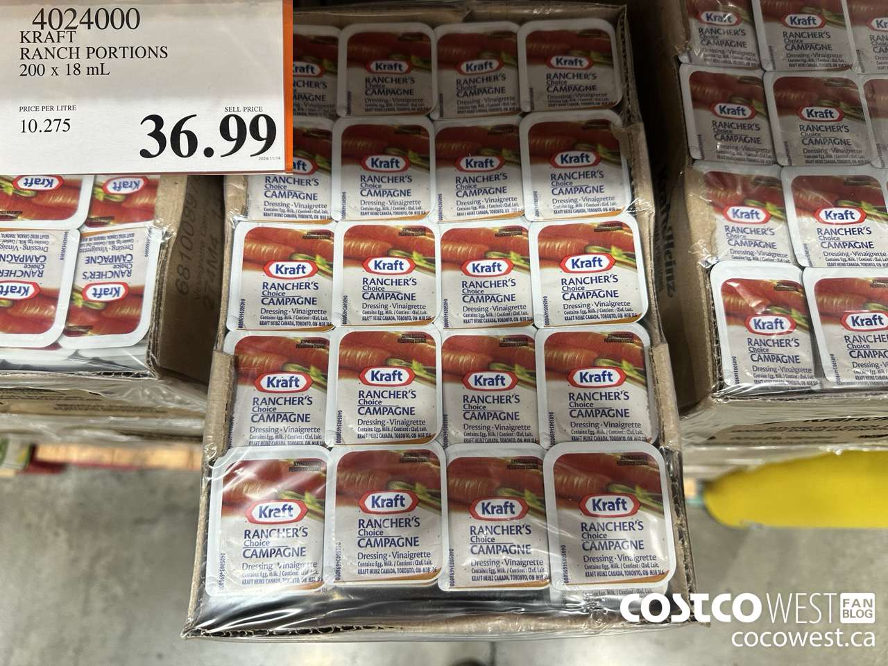 4024000 KRAFT RANCH PORTIONS 200 X 18 ML $36.99