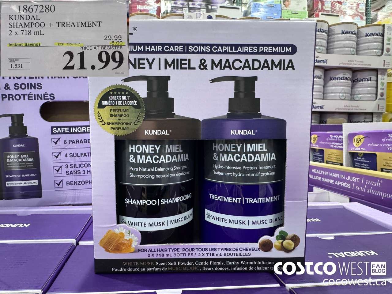 1867280 KUNDAL SHAMPOO + TREATMENT 2 x 718 mL ($8.00 INSTANT SAVINGS EXPIRES ON 2024-12-15) $21.99