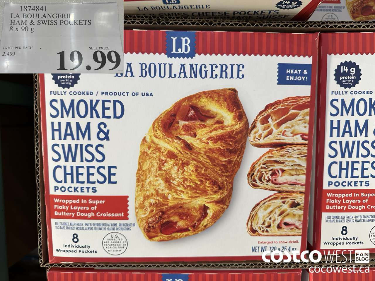 1874841 LA BOULANGERIE HAM & SWISS POCKETS 8 X 90G $19.99