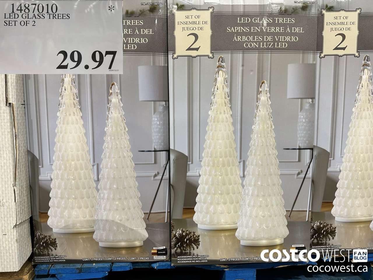 1487010 LED GLASS TREES SET OF 2 INDOOR ONLY $29.97