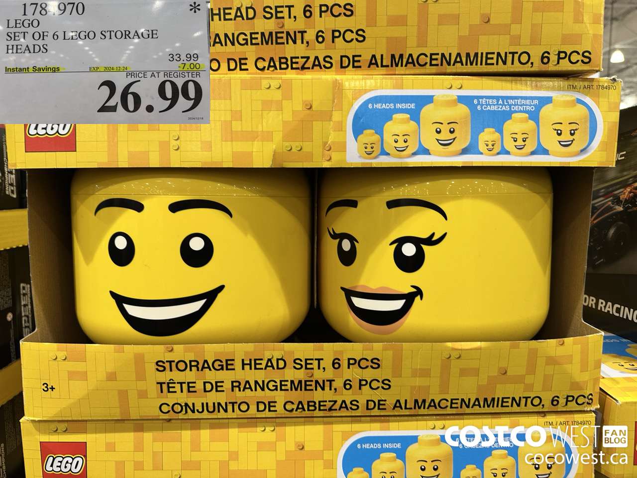 1784970 LEGO SET OF 6 LEGO STORAGE HEADS ($7.00 INSTANT SAVINGS EXPIRES ON 2024-12-24) $26.99