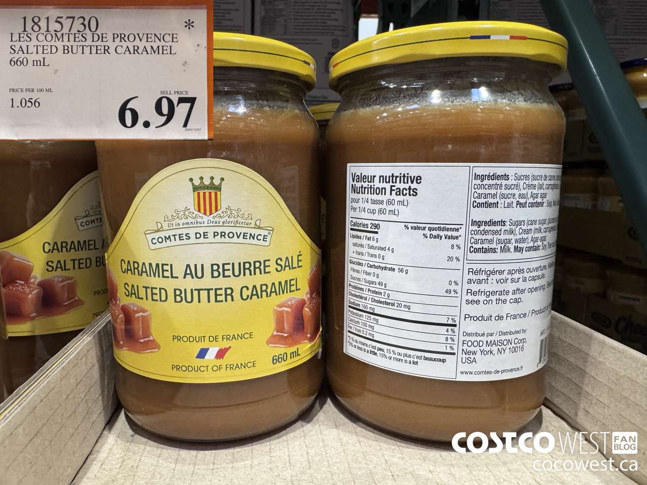 1815730 LES COMTES DE PROVENCE SALTED BUTTER CARAMEL 660ML $6.97