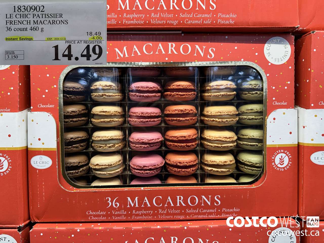 1830902 LE CHIC PATISSIER FRENCH MACARONS 36 COUNT 460G ($4.00 INSTANT SAVINGS EXPIRES ON 2024-12-22) $14.49