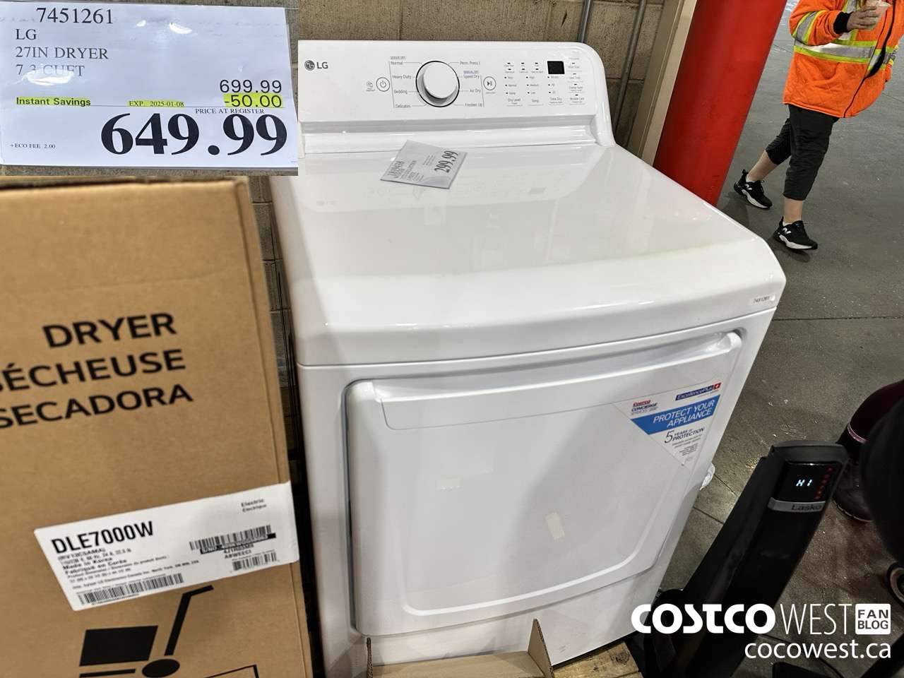 7451261 LG 27IN 7.3 CU. FT DRYER ($50.00 INSTANT SAVINGS EXPIRES ON 2025-01-08) $649.99