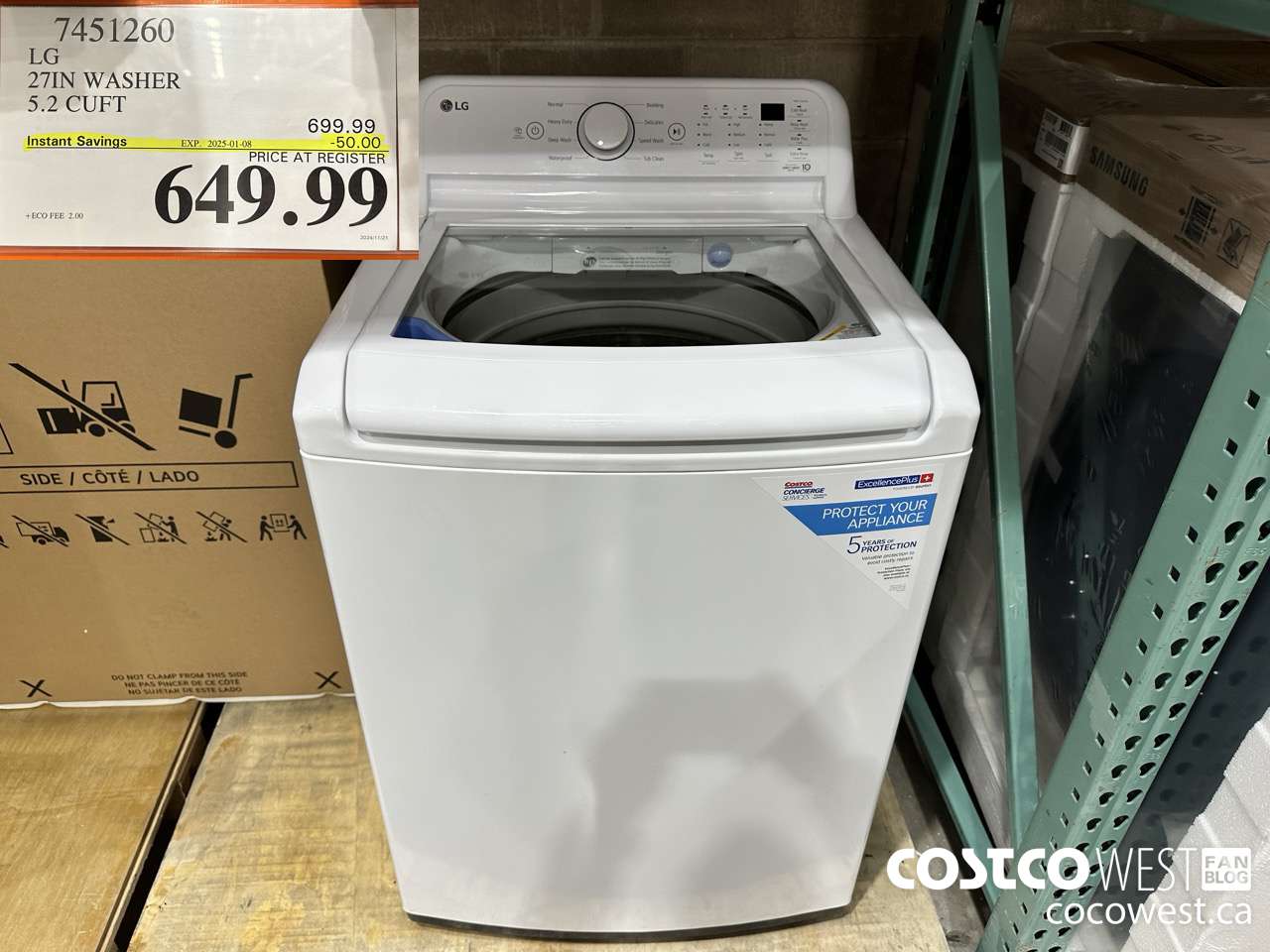 7451260 LG 27IN WASHER 5.2 CUFT ($50.00 INSTANT SAVINGS EXPIRES ON 2025-01-08) $649.99
