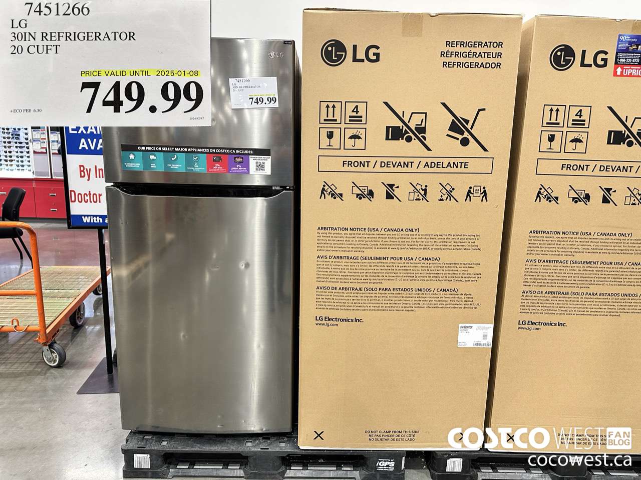 7451266 LG 30 IN. REFRIGERATOR 20 cu.ft (EXPIRES ON 2025-01-08) $749.99