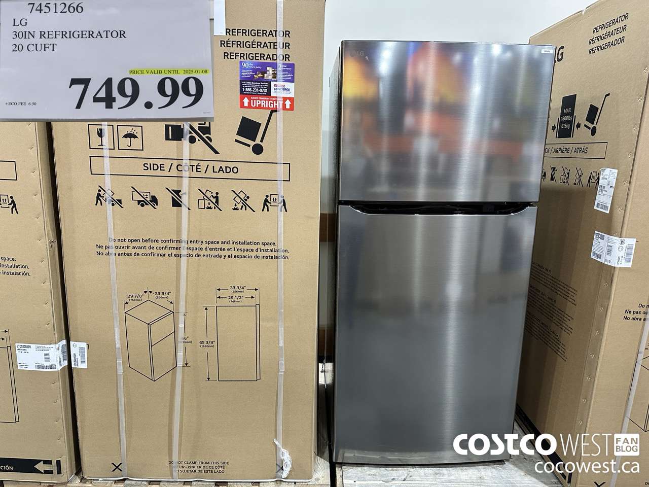 7451266 LG 30 IN. REFRIGERATOR 20 cu.ft (EXPIRES ON 2025-01-08) $749.99