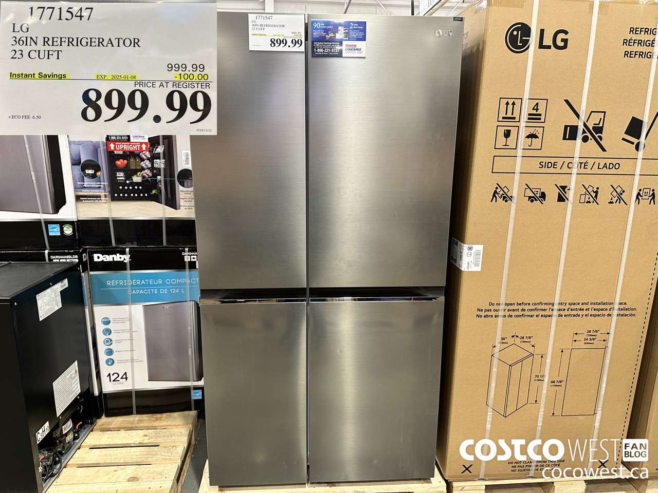 1771547 LG 36IN REFRIGERATOR 23 CUFT ($100.00 INSTANT SAVINGS EXPIRES ON 2025-01-08) $899.99