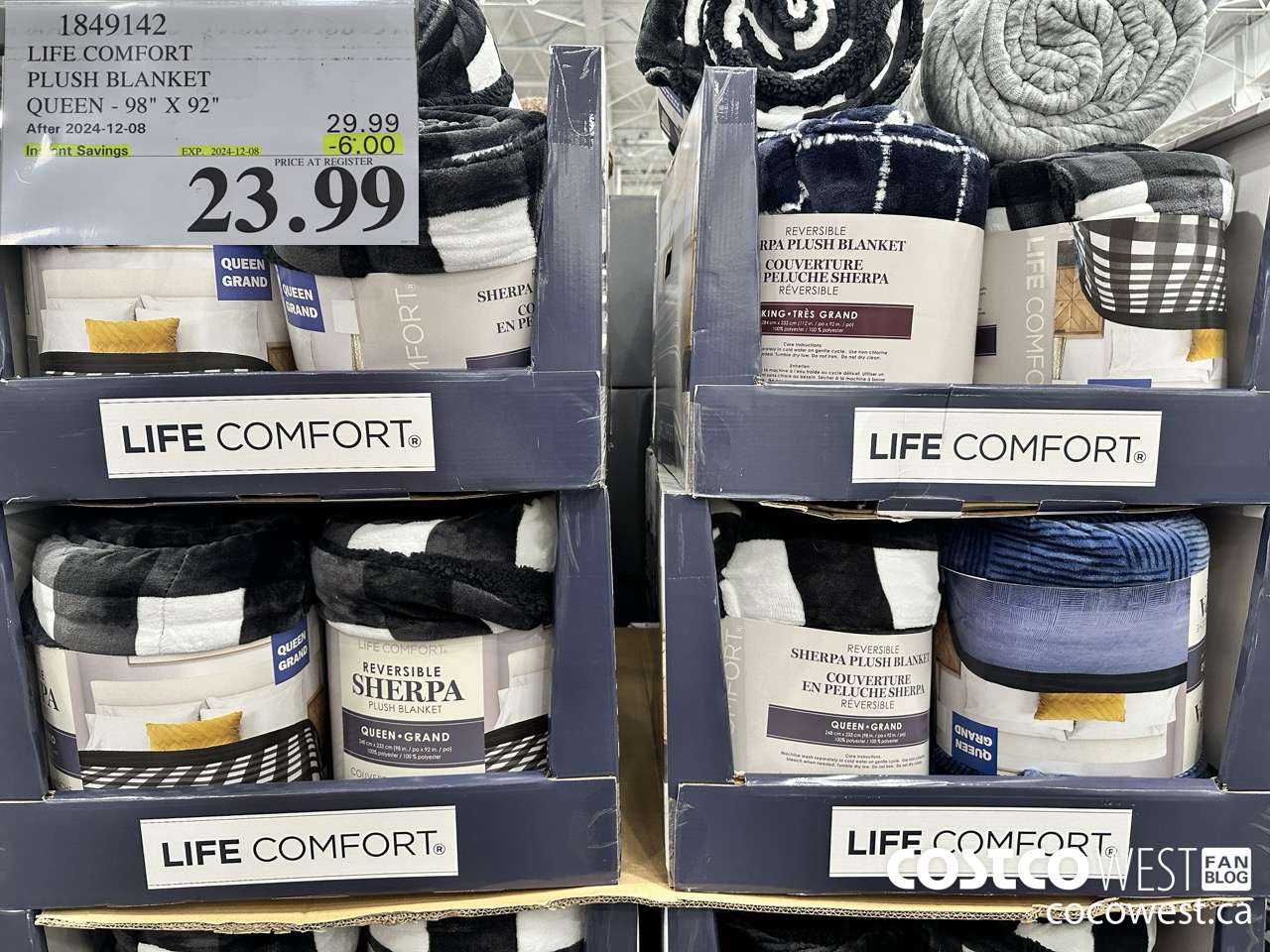 1849142 LIFE COMFORT PLUSH BLANKET QUEEN 98