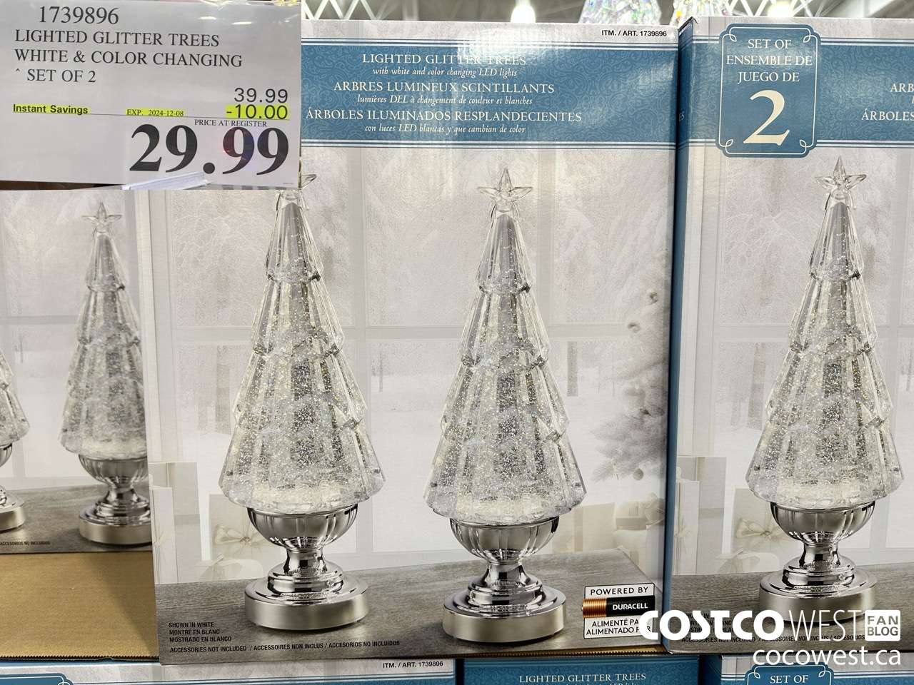 1739896 LIGHTED GLITTER TREES WHITE & COLOR CHANGING SET OF 2 ($10.00 INSTANT SAVINGS EXPIRES ON 2024-12-08) $29.99