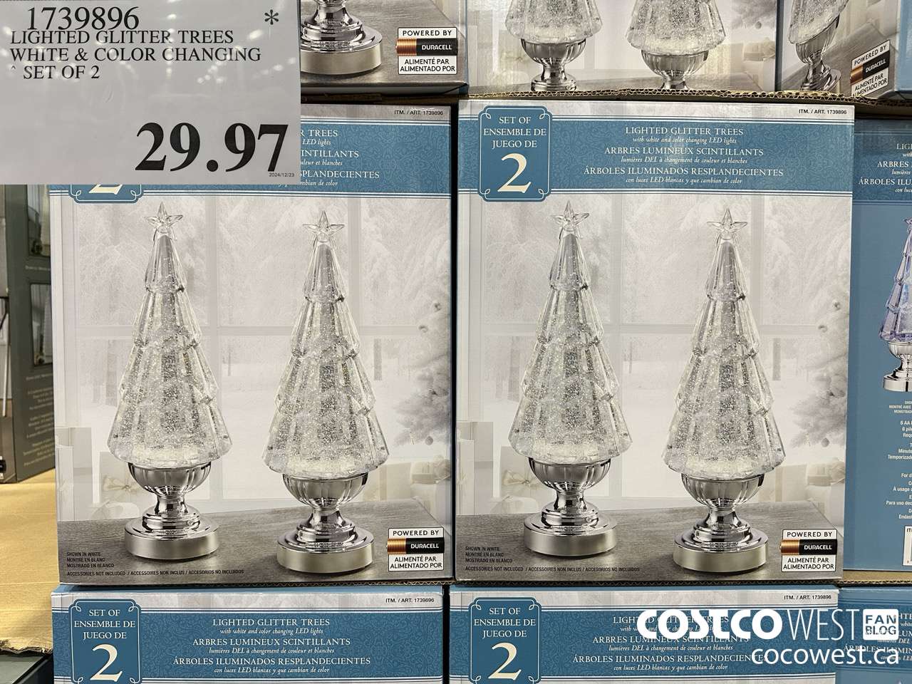 1739896 LIGHTED GLITTER TREES WHITE & COLOR CHANGING SET OF 2 $29.97