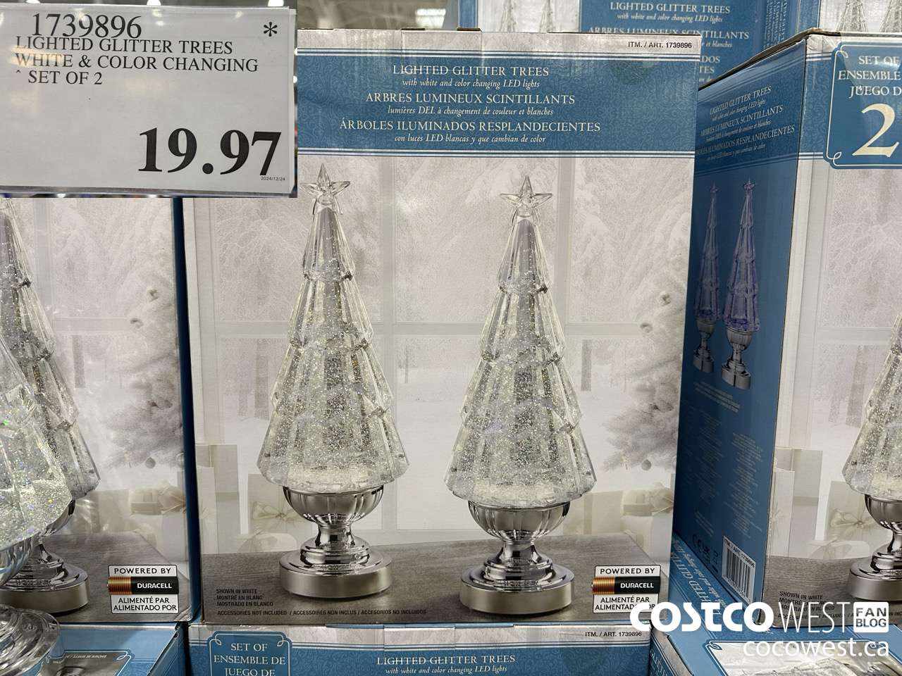 1739896 LIGHTED GLITTER TREES WHITE & COLOR CHANGING SET OF 2 $19.97