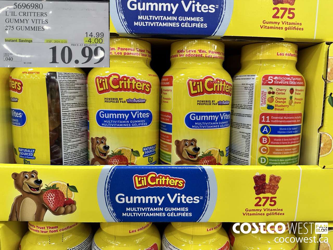5696980 L'IL CRITTERS GUMMY VITES 275 GUMMIES ($4.00 INSTANT SAVINGS EXPIRES ON 2024-12-22) $10.99