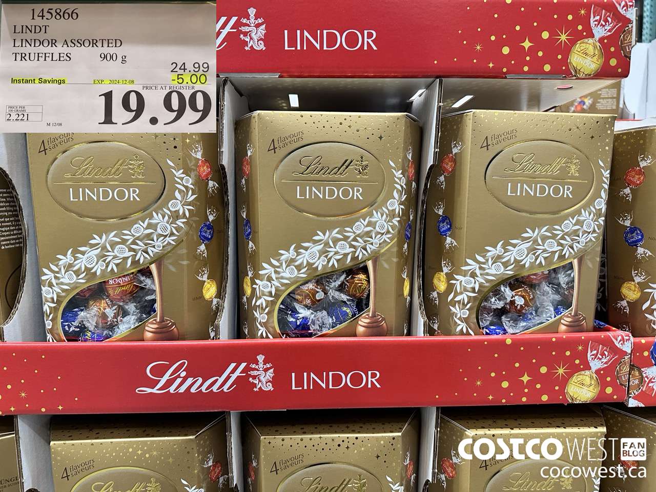 145866 LINDT LINDOR ASSORTED TRUFFLES 900g ($5.00 INSTANT SAVINGS EXPIRES ON 2024-12-08) $19.99