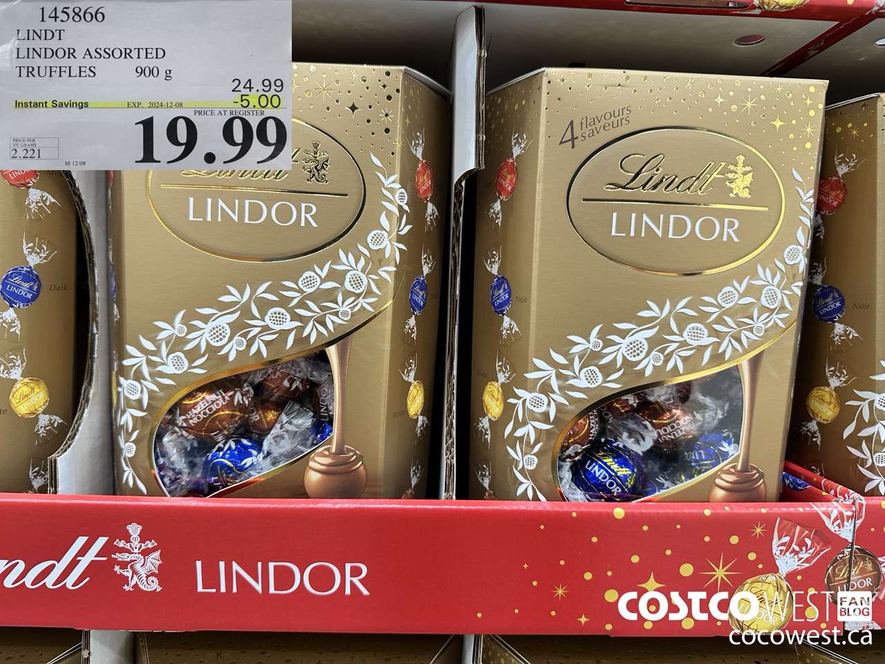 145866 LINDT LINDOR ASSORTED TRUFFLES 900g ($5.00 INSTANT SAVINGS EXPIRES ON 2024-12-08) $19.99