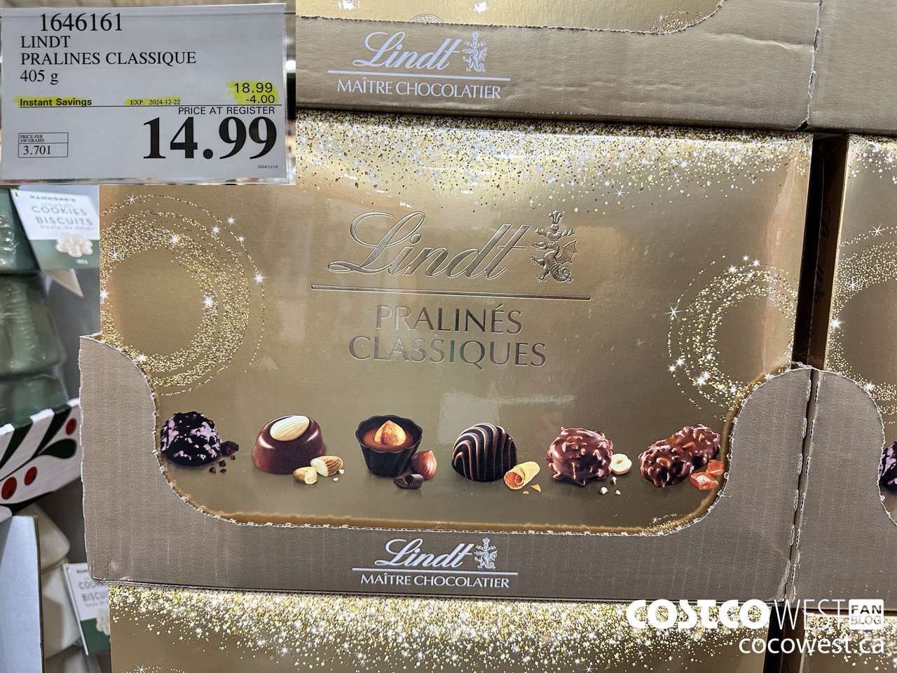 1646161 LINDT PRALINES CLASSIQUE 405G ($4.00 INSTANT SAVINGS EXPIRES ON 2024-12-22) $14.99