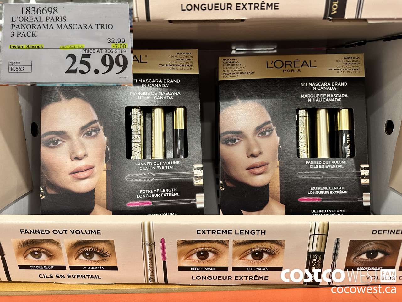 1836698 L'OREAL PARIS PANORAMA MASCARA TRIO 3 PACK ($7.00 INSTANT SAVINGS EXPIRES ON 2024-12-22) $25.99