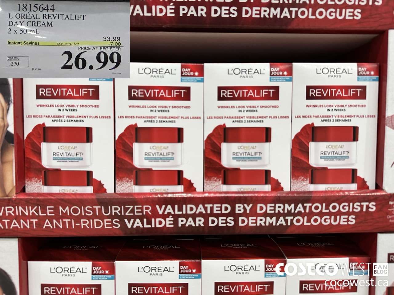 1815644 L'OREAL REVITALIFT DAY CREAM 2 X 50ML ($7.00 INSTANT SAVINGS EXPIRES ON 2024-12-22) $26.99